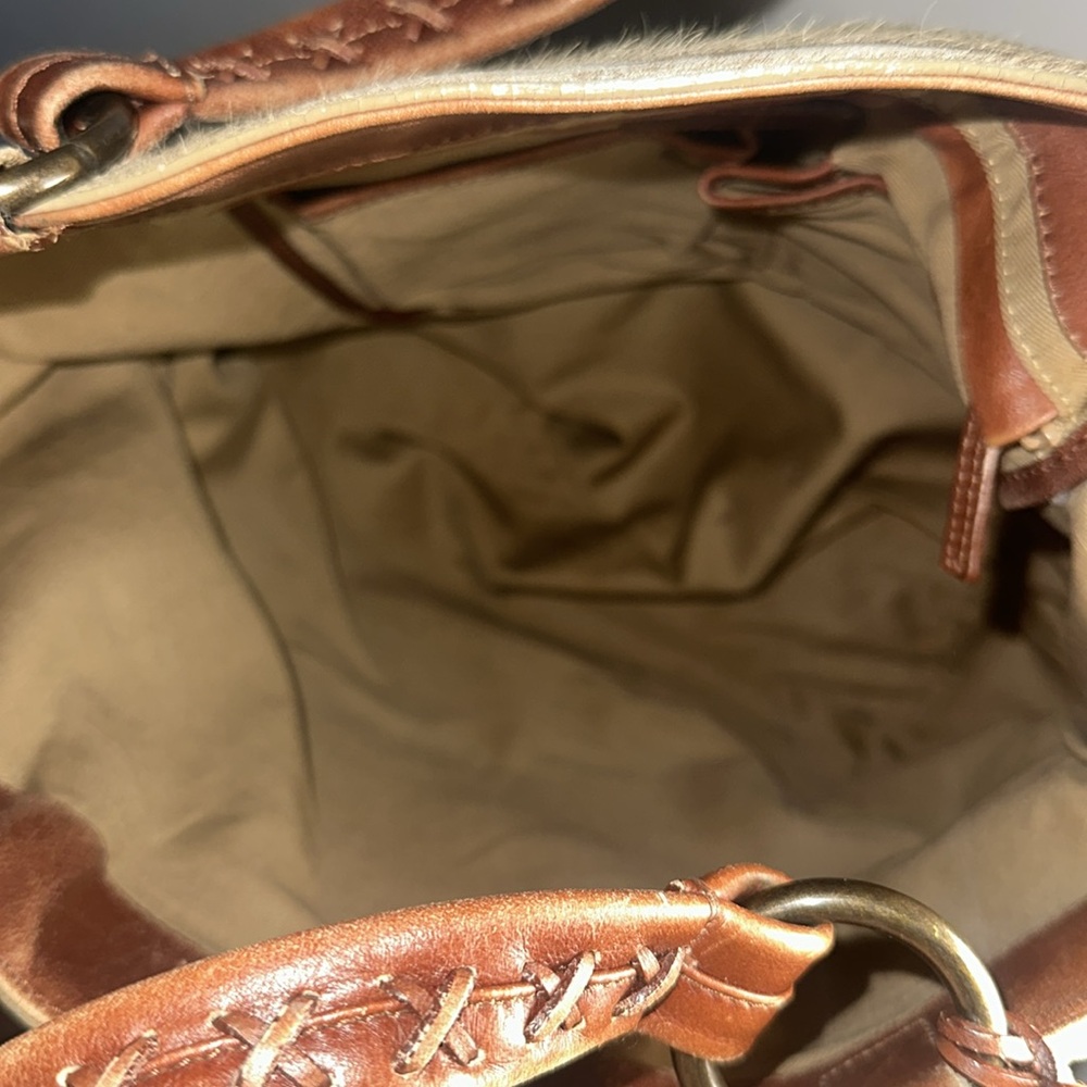 Antonio Melani fur Cream and Brown Tote braided leather Bag - Picture 9 of 10
